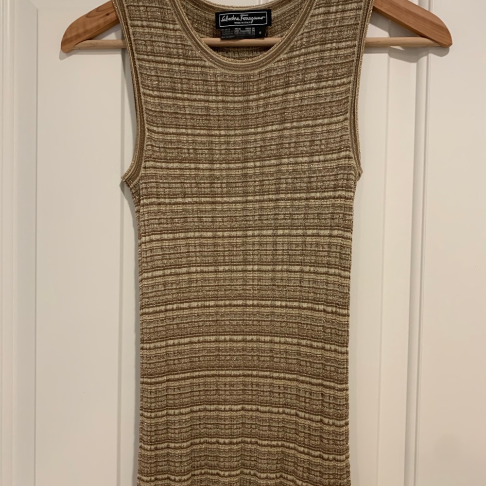Salvatore Ferragamo S tank top gold metallic